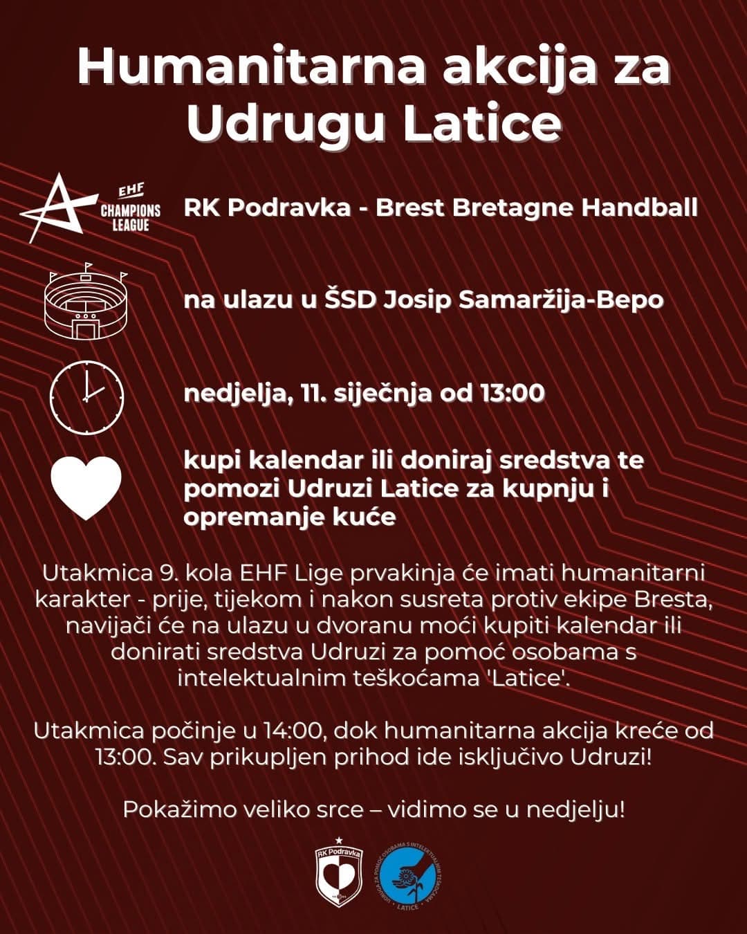 Humanitarna akcija na utakmici RK Podravka - Brest: Podravkašice igraju za Udrugu Latice - slika 1