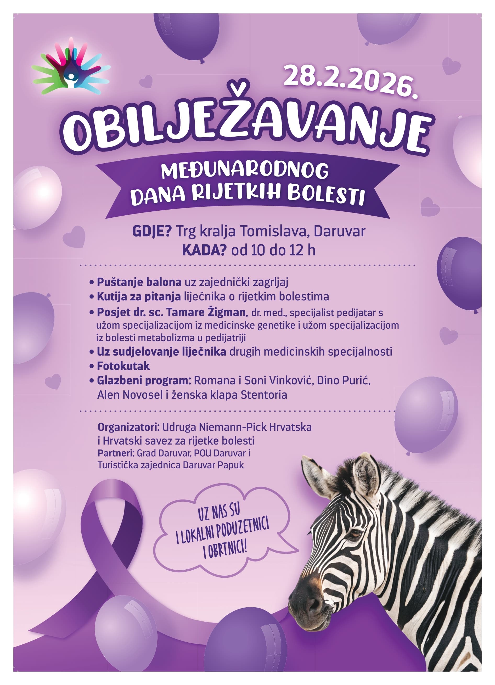 Ljubičasti kolači, frizure i 200 balona: Daruvar podiže svijest o rijetkim bolestima, svi su dobrodošli - slika 1