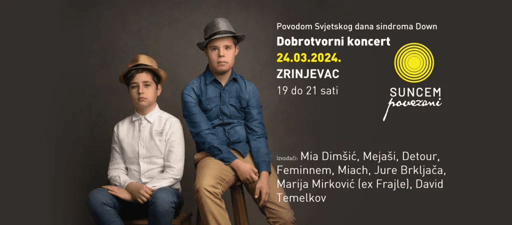 U nedjelju 24. ožujka u zagrebačkom parku Zrinjevac održat će se besplatni koncert “Suncem povezani” u trajanju od 19 do 21 sat kojim će se obilježiti Svjetski dan sindroma Down - slika 2