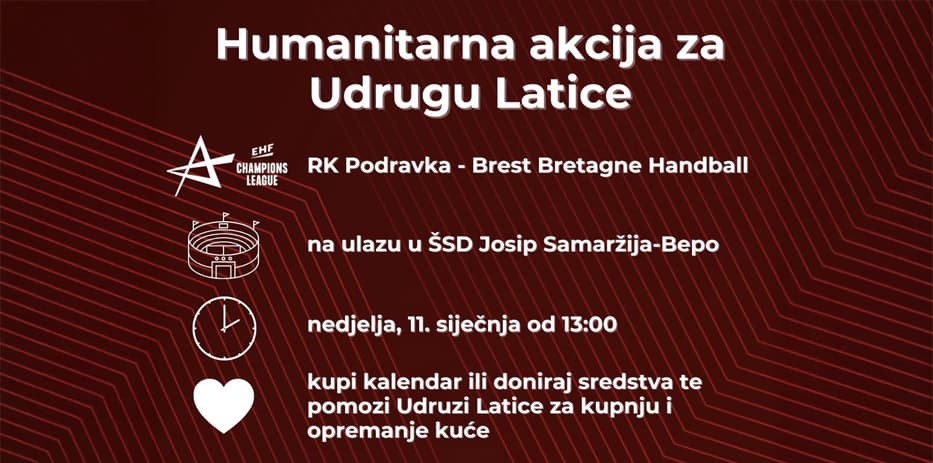 Humanitarna akcija na utakmici RK Podravka - Brest: Podravkašice igraju za Udrugu Latice